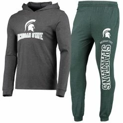 Top 10 🥰 Unbranded Men's Concepts Sport Heathered Green/Heathered Charcoal Michigan State Spartans Meter Long Sleeve Hoodie T-Shirt & Jogger Pants Set 🤩