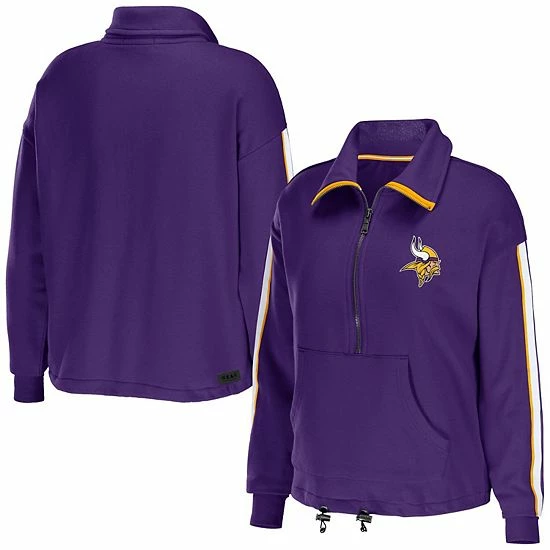 Flash Sale ๐ Unbranded ๐ฉ Women's WEAR By Erin Andrews Purple Minnesota Vikings Logo Stripe Half-Zip Top ๐งจ