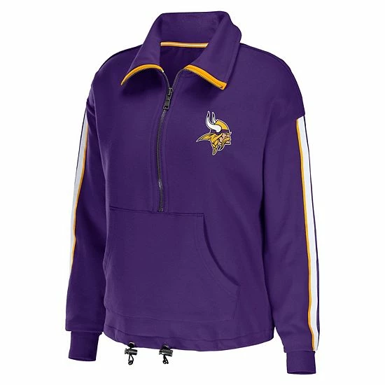Flash Sale ๐ Unbranded ๐ฉ Women's WEAR By Erin Andrews Purple Minnesota Vikings Logo Stripe Half-Zip Top ๐งจ - Image 3