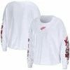 Deals 👏 Unbranded 👩 Women's WEAR By Erin Andrews White Detroit Red Wings Celebration Cropped Long Sleeve T-Shirt 😀