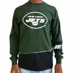 Best Pirce 💯 Unbranded Men's Refried Apparel Green/Black New York Jets Sustainable Upcycled Angle Long Sleeve T-Shirt 🌟