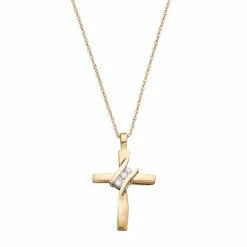 Top 10 😀 Unbranded 10k Gold Diamond Accent Cross Pendant ✨