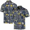 Coupon 🛒 Unbranded Men's Wes & Willy Navy Michigan Wolverines Vintage Floral Button-Up 👕 Shirt ⭐