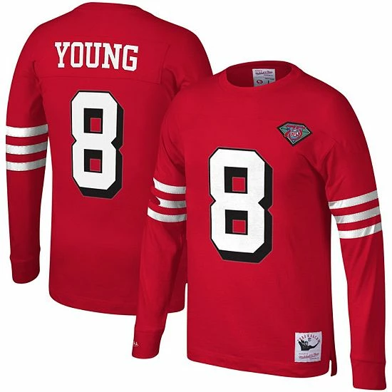 Flash Sale ⭐ Unbranded Men's Mitchell & Ness Steve Young Scarlet San Francisco 49ers 1994 Retired Player Name & Number Long Sleeve T-Shirt 🧨 - Image 2