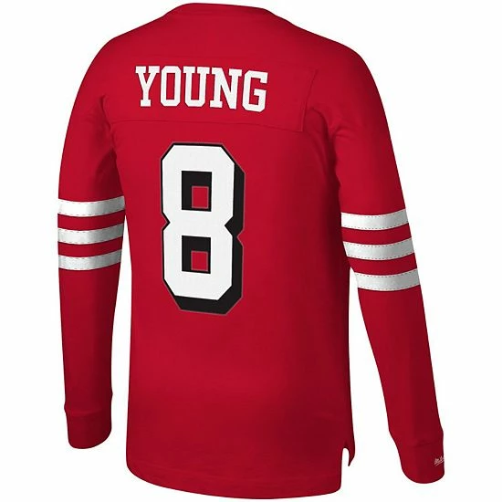Flash Sale ⭐ Unbranded Men's Mitchell & Ness Steve Young Scarlet San Francisco 49ers 1994 Retired Player Name & Number Long Sleeve T-Shirt 🧨 - Image 4