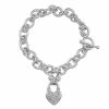 Buy 👏 Unbranded Sterling Silver 1/4 Carat T.W. Diamond Heart Toggle Bracelet 🔥
