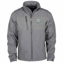 Outlet 🔥 Unbranded Men's Graphite Miami Dolphins Zephyr Softshell Full-Zip Jacket 🥰
