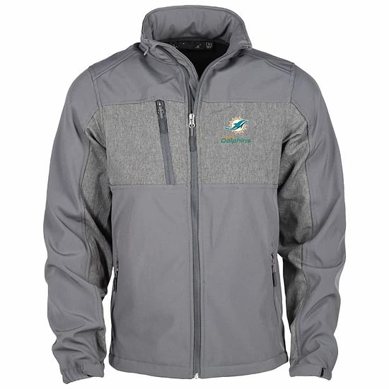 Outlet 🔥 Unbranded Men's Graphite Miami Dolphins Zephyr Softshell Full-Zip Jacket 🥰