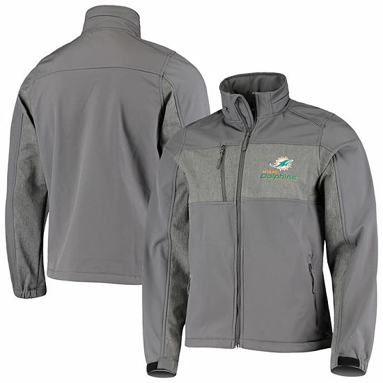 Outlet 🔥 Unbranded Men's Graphite Miami Dolphins Zephyr Softshell Full-Zip Jacket 🥰 - Image 2
