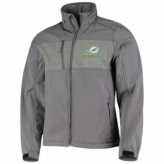 Outlet 🔥 Unbranded Men's Graphite Miami Dolphins Zephyr Softshell Full-Zip Jacket 🥰 - Image 3