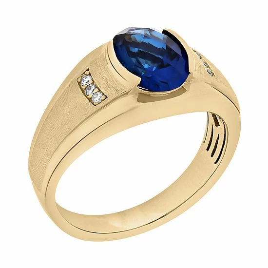 Deals ๐ Unbranded Men's 14k Gold Over Silver Lab-Created Blue & White Sapphire Ring ๐ - Image 2