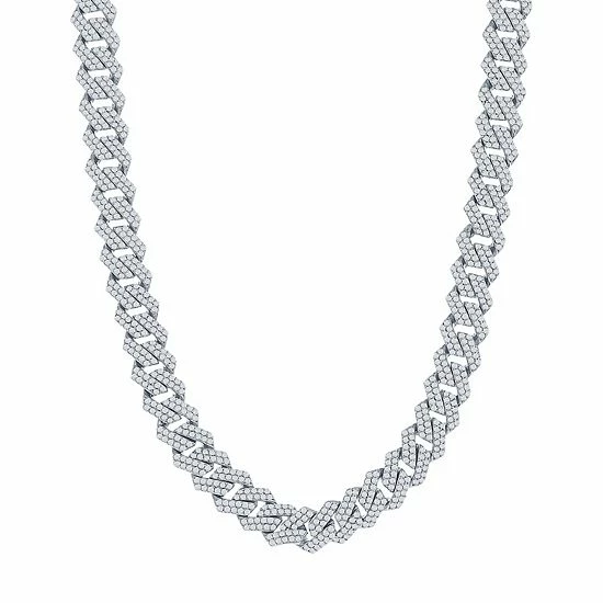 Deals ๐ Unbranded Men's Sterling Silver Cubic Zirconia Monaco Chain Necklace ๐งจ