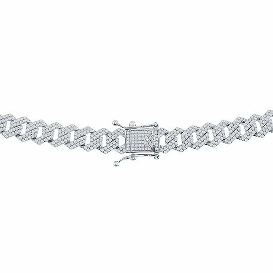 Deals ๐ Unbranded Men's Sterling Silver Cubic Zirconia Monaco Chain Necklace ๐งจ - Image 2
