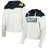 Outlet 👍 Unbranded 👩 Women's Pressbox White/Navy Michigan Wolverines Chicago 2-Hit Yoke Pullover Hoodie ❤️