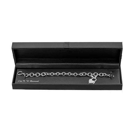 Buy ๐ Unbranded Sterling Silver 1/4 Carat T.W. Diamond Heart Toggle Bracelet ๐ฅ - Image 2