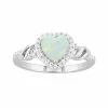 New 🔔 Unbranded Sterling Silver Lab-Created Opal & Lab-Created White Sapphire Heart Ring 🛒