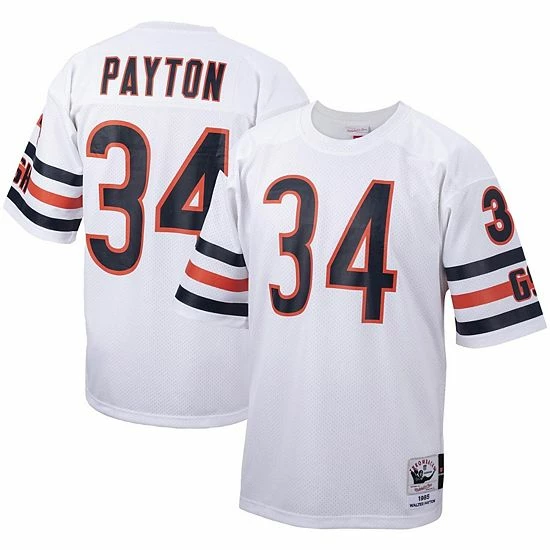 Discount 🎉 Unbranded Men's Mitchell & Ness Walter Payton White Chicago Bears Big & Tall 1985 Retired Player Replica Jersey 😍
