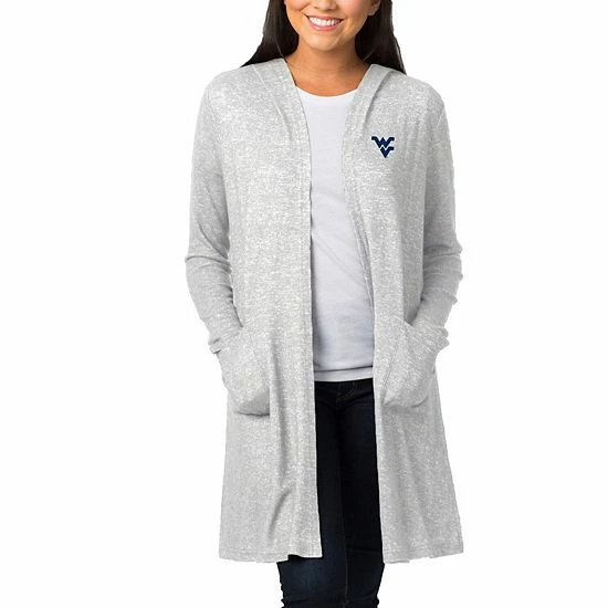 Outlet 🌟 Unbranded 👩 Women's Heathered Gray West Virginia Mountaineers Cuddle Soft Duster Tri-Blend Hooded Cardigan ✨ - Image 4