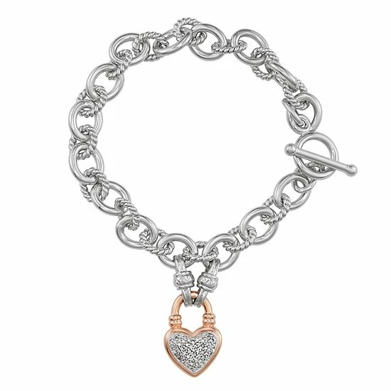 Buy ๐ Unbranded Sterling Silver 1/4 Carat T.W. Diamond Heart Toggle Bracelet ๐ฅ - Image 3
