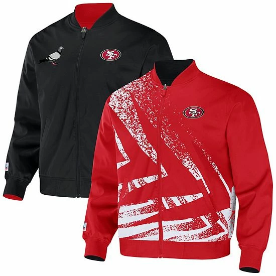 Wholesale 😉 Unbranded Men's NFL X Staple Red San Francisco 49ers Reversible Core Jacket 👍