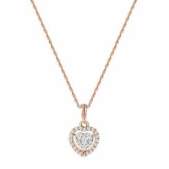 Coupon 🎉 Unbranded 10k Rose Gold 1/4 Carat T.W. Diamond Heart Halo Pendant Necklace 🥰
