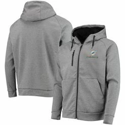Cheap 👍 Unbranded Men's Dunbrooke Heathered Charcoal Miami Dolphins Shag Tri-Blend Full-Zip Raglan Hoodie ✔️