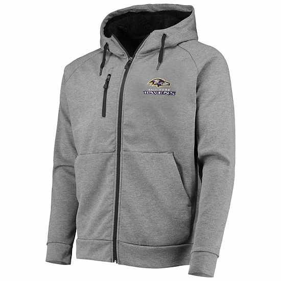 Deals 🛒 Unbranded Men's Dunbrooke Heathered Charcoal Baltimore Ravens Shag Tri-Blend Full-Zip Raglan Hoodie 🎉 - Image 3
