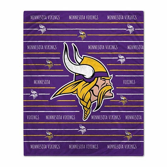 Flash Sale 🛒 Unbranded Minnesota Vikings 60'' X 80'' Logo Stripe Flannel Fleece Blanket 👏