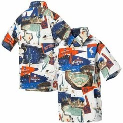 Outlet 😀 Unbranded Youth Reyn Spooner White Houston Astros Scenic Button-Up 👕 Shirt 🎉