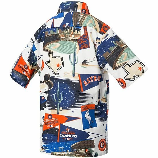 Outlet 😀 Unbranded Youth Reyn Spooner White Houston Astros Scenic Button-Up 👕 Shirt 🎉 - Image 4