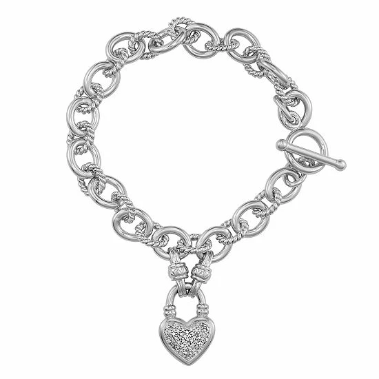 Buy ๐ Unbranded Sterling Silver 1/4 Carat T.W. Diamond Heart Toggle Bracelet ๐ฅ - Image 5