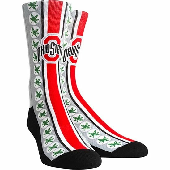 Cheapest ๐ Unbranded Youth Rock Em ๐งฆ Socks Gray Ohio State Buckeyes Helmets Localized Graphics Crew ๐งฆ Socks ๐งจ