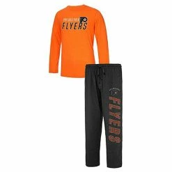 Cheap ⭐ Unbranded Men's Concepts Sport Black/Orange Philadelphia Flyers Meter Long Sleeve T-Shirt & Pants Sleep Set 🥰