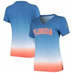 Hot Sale ✔️ Unbranded 👩 Women's Royal Florida Gators Ombre V-Neck T-Shirt 👏