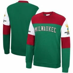 Best deal 🤩 Unbranded Men's Mitchell & Ness Hunter Green Milwaukee Bucks Perfect Season Fleece Pullover Sweatshirt ✨