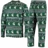 Outlet 🥰 Unbranded Men's Concepts Sport Green Michigan State Spartans Ugly Sweater Knit Long Sleeve Top And Pant Set ✔️