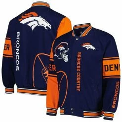 Discount 😀 Unbranded Men's JH Design Navy/Orange Denver Broncos Twill Full-Snap Jacket 😍
