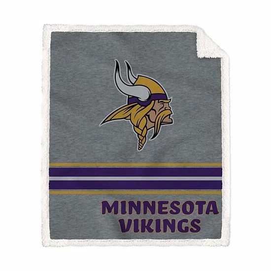Best Sale ๐ฏ Unbranded Minnesota Vikings 50'' X 60'' Vintage Triple Stripe Sherpa Blanket โ๏ธ