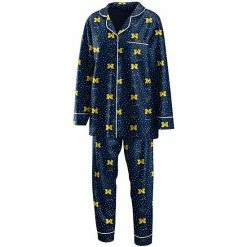 Best deal 🌟 Unbranded 👩 Women's WEAR By Erin Andrews Navy Michigan Wolverines Long Sleeve Button-Up 👚 Shirt & Pants Sleep Set ⌛