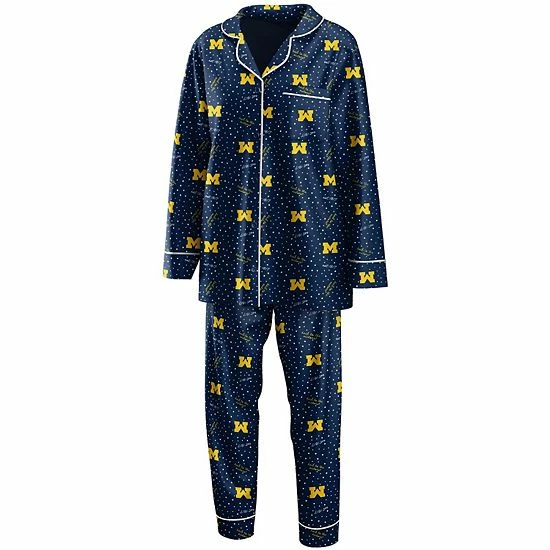 Best deal ๐ Unbranded ๐ฉ Women's WEAR By Erin Andrews Navy Michigan Wolverines Long Sleeve Button-Up ๐ Shirt & Pants Sleep Set โ