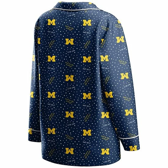 Best deal ๐ Unbranded ๐ฉ Women's WEAR By Erin Andrews Navy Michigan Wolverines Long Sleeve Button-Up ๐ Shirt & Pants Sleep Set โ - Image 4