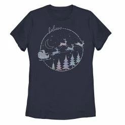 Top 10 🤩 Unbranded Juniors' Trendy 🎅 Christmas Believe Santa & Reindeer Silhouettes Tee 🎁