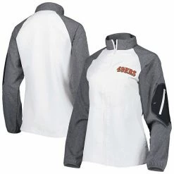 Budget 🔔 Unbranded 👩 Women's Dunbrooke White/Gray San Francisco 49ers Hurricane Raglan Full-Zip Windbreaker 🤩