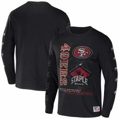 Best deal 🥰 Unbranded Men's NFL X Staple Black San Francisco 49ers World Renowned Long Sleeve T-Shirt ⌛