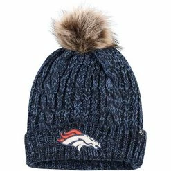Cheap 🎉 Unbranded 👩 Women's '47 Navy Denver Broncos Logo Meeko Cuffed Knit Hat With Pom 🔔