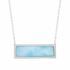 Outlet 🌟 Unbranded Sterling Silver Rectangle Larimar Pendant Necklace ⭐