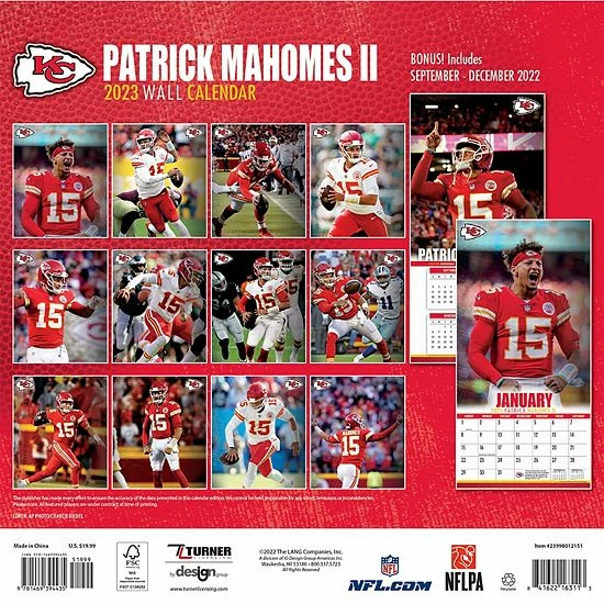 Outlet 🌟 Unbranded Patrick Mahomes Kansas City Chiefs 2023 Player Calendar 🔔 - Image 3