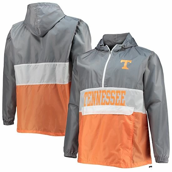 New ๐ Unbranded Men's Tennessee Orange/White Tennessee Volunteers Big & Tall Water-Resistant Half-Zip Hoodie ๐