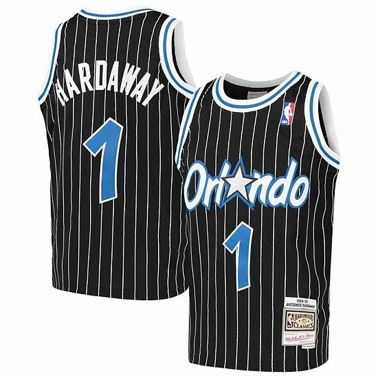 Hot Sale ๐ Unbranded Youth Mitchell & Ness Penny Hardaway Black Orlando Magic Hardwood Classics Swingman Throwback Jersey ๐