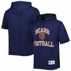 Wholesale 🧨 Unbranded Men's Mitchell & Ness Navy Chicago Bears Washed Short Sleeve Pullover Hoodie 🛒